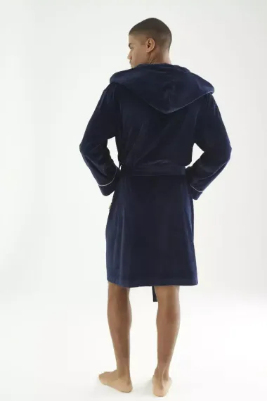 Халат мужской велюровый 22197 синий Nusa Турция