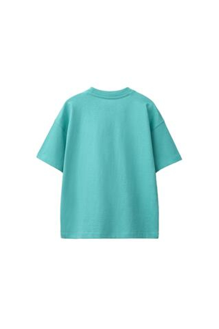 ZARA БАЗОВАЯ ОДНОТОННАЯ ФУТБОЛКА, МЯГКИЙ БИРЮЗОВЫЙ