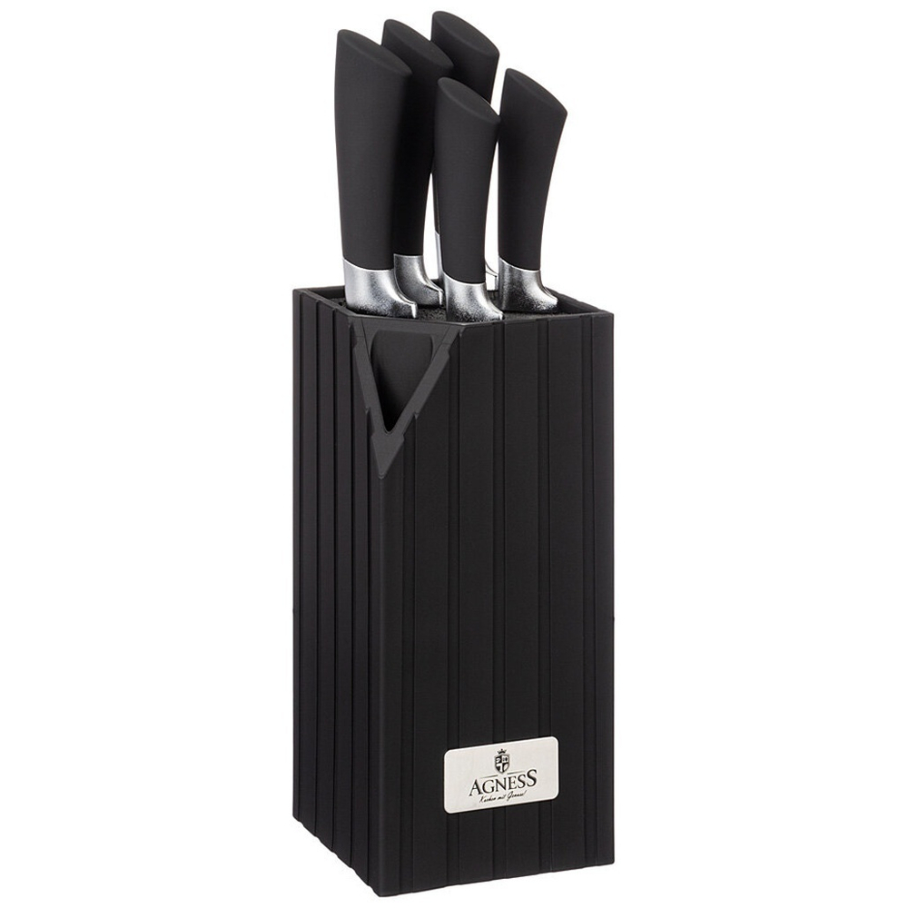 Набор ножей 6 предметов на пластиковой подставке "Agness"