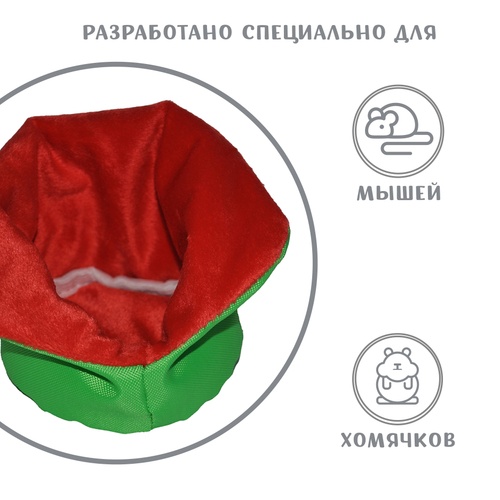 Домик для грызунов Монморанси "Хома", цвет: красно-зеленый, 9х7 см.