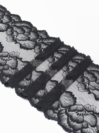 Эластичное кружево черное ширина 24 см