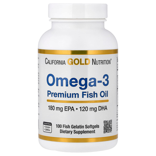 California Gold Nutrition, премиальный рыбий жир с омега-3, 100 капсул из рыбьего желатина (1100 мг в 1 капсуле)