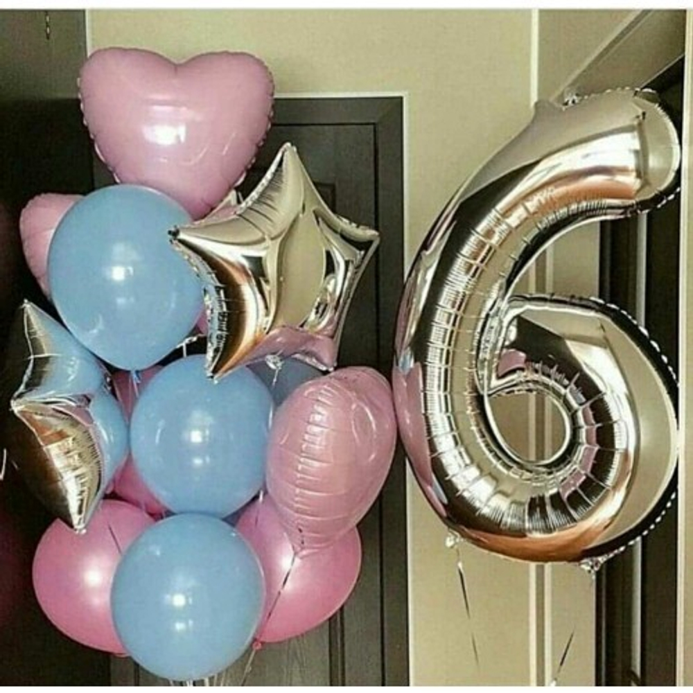 Набор шаров на 6 лет для Девочки, В готовое решение входит: