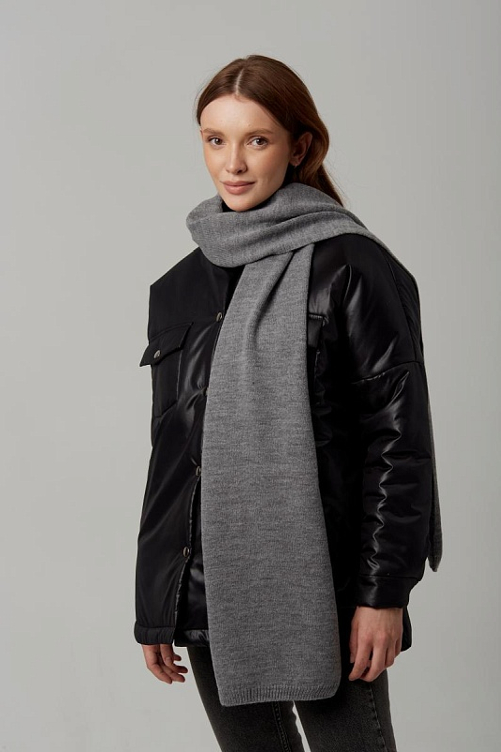 Оренбургский шерстяной шарф Ш501-03 серый