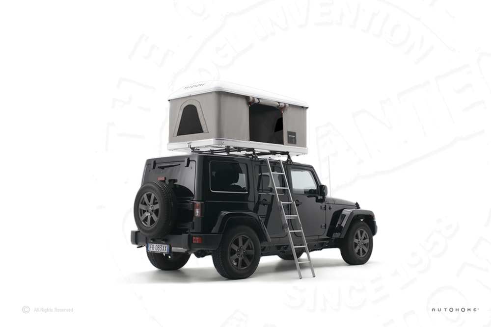 Палатка на крышу автомобиля AUTOHOME MAGGIOLINA AIRLANDER PLUS MEDIUM GRAY X-LONG, серый тент, лестница 215 мм