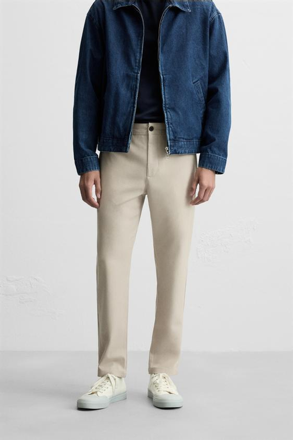 ZARA БРЮКИ КОМФОРТНОЙ ПОСАДКИ ИЗ РЕЛЬЕФНОЙ ТКАНИ, БЕЖЕВЫЙ