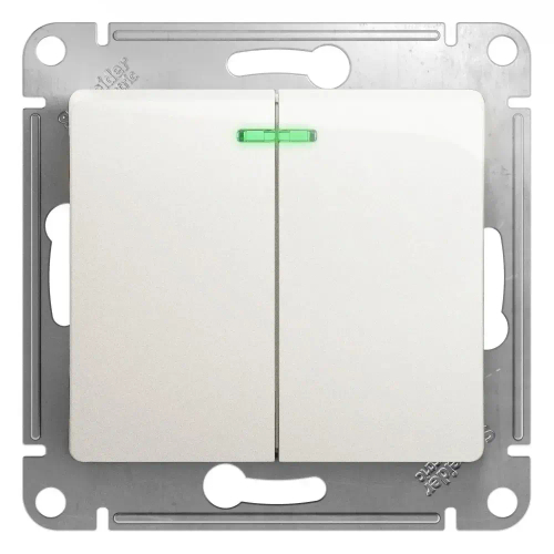 GLOSSA 2-клавишный ВЫКЛЮЧАТЕЛЬ с подсветкой, сх.5а, 10АХ, механизм, ПЕРЛАМУТР