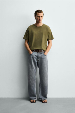 ZARA ДЖИНСЫ BARREL FIT, ЛИНЯЛЫЙ СИНИЙ