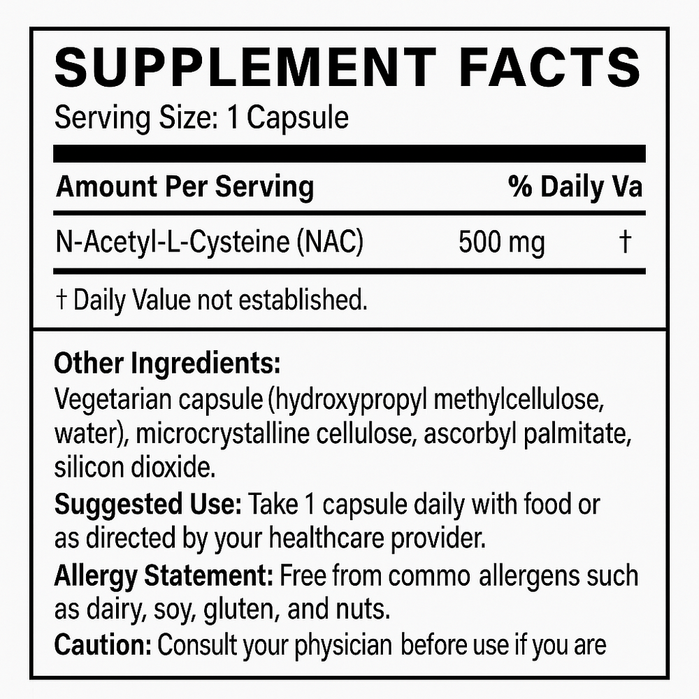 NAC ( N-Acetyl-L-Cysteine) 500 mg 90 capsules Biogeek