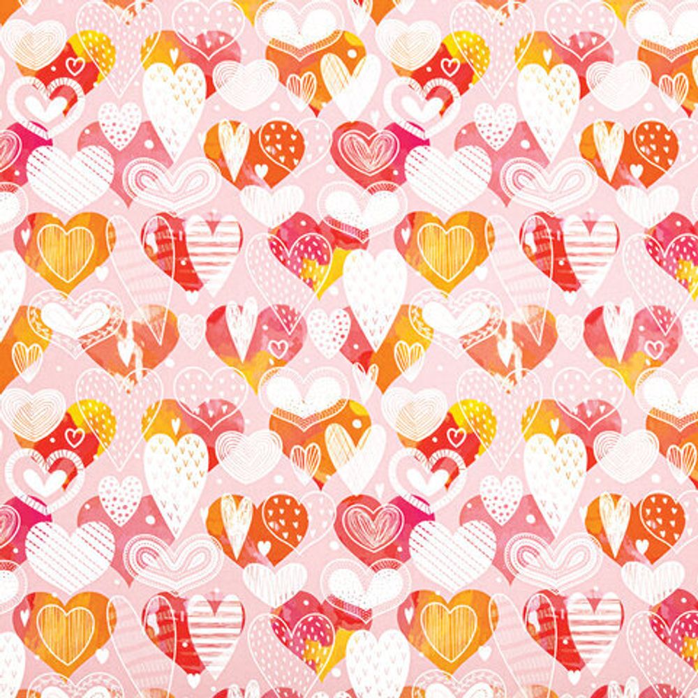 Бумага упаковочная "Love Story", 70x100 см, 10 дизайнов ассорти, ЗОЛОТАЯ СКАЗКА, 591916, 1шт