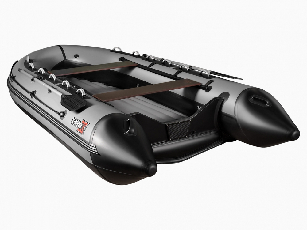 Лодка ПВХ X-River Grace Wind 420 НДНД серо-черный/фурнитура черная