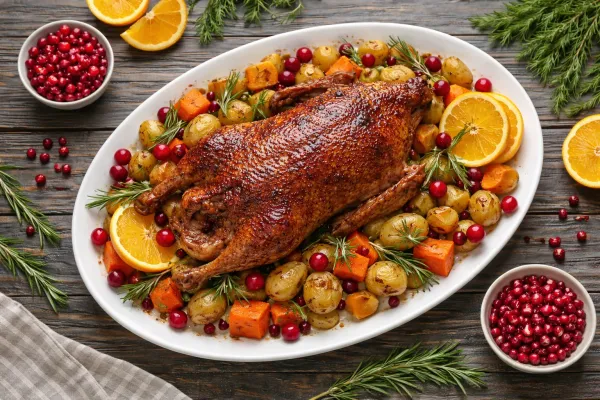 Утка с запечёнными овощами