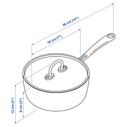 IKEA FINMAT  (ИКЕА ФИНМАТ)  -  Кастрюля с крышкой, медь/нержавеющая сталь, 1,5 л