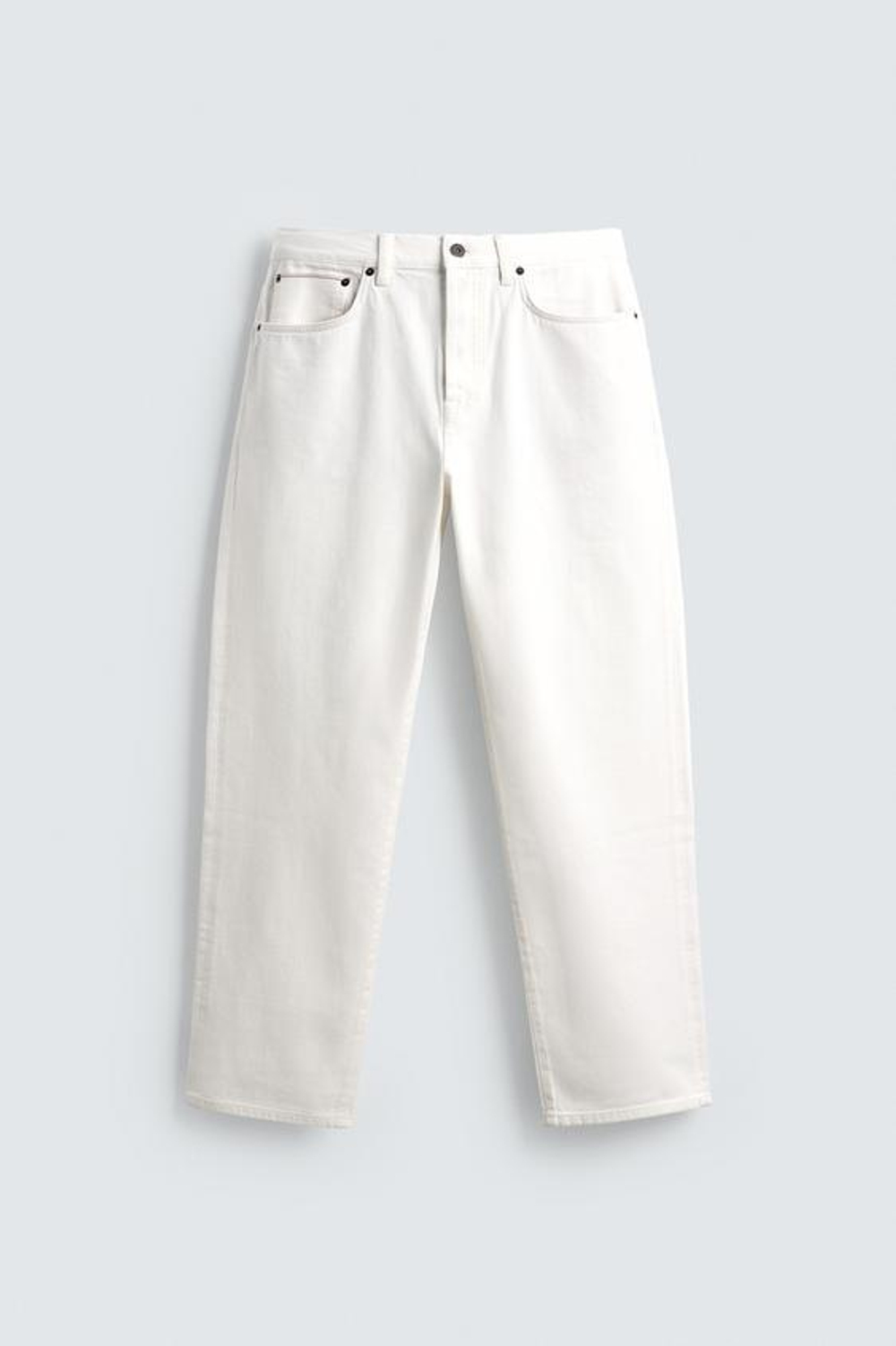 ZARA ДЖИНСЫ STRAIGHT ДЛИНОЙ ДО ЩИКОЛОТКИ SELVEDGE, ЭКРЮ