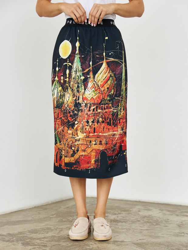 Юбка миди с принтом "МОСКВА"