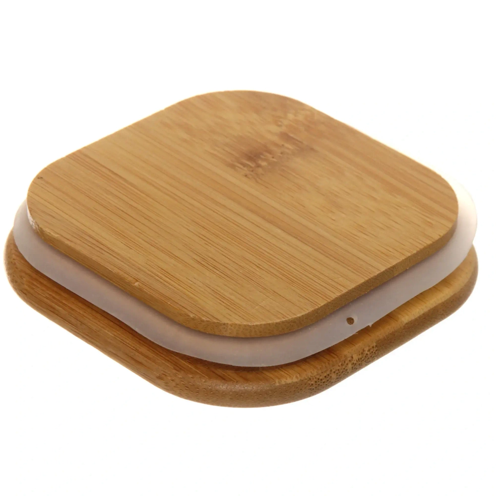 Банка для продуктов стеклянная 1200мл «Хай-Тек» с бамбуковой крышкой, квадратная 10*20см