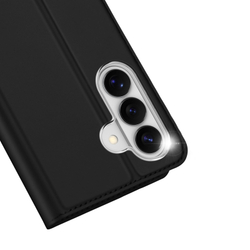 Чехол книжка из кожи черного цвета для Samsung Galaxy S26+ Плюс, серия Skin Pro Series от Dux Ducis