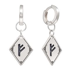 Серьги Конго 12 мм с подвеской руна Феху из серебра 925