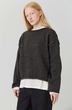 Рыбацкий свитер из шерсти темно-серого цвета