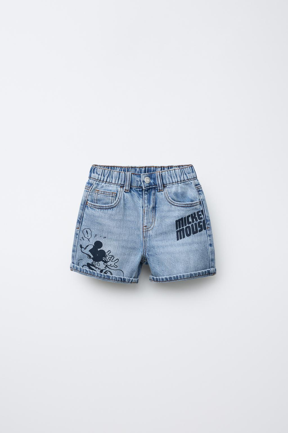 ZARA ДЖИНСОВЫЕ ШОРТЫ С ПРИНТОМ MICKEY MOUSE © DISNEY, ГОЛУБОЙ
