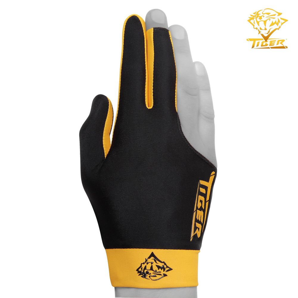 Перчатка Tiger Professional Billiard Glove черная/желтая правая M