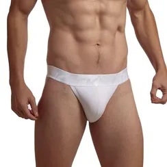 Мужские трусы танга белые JOCKMAIL JM3032-1