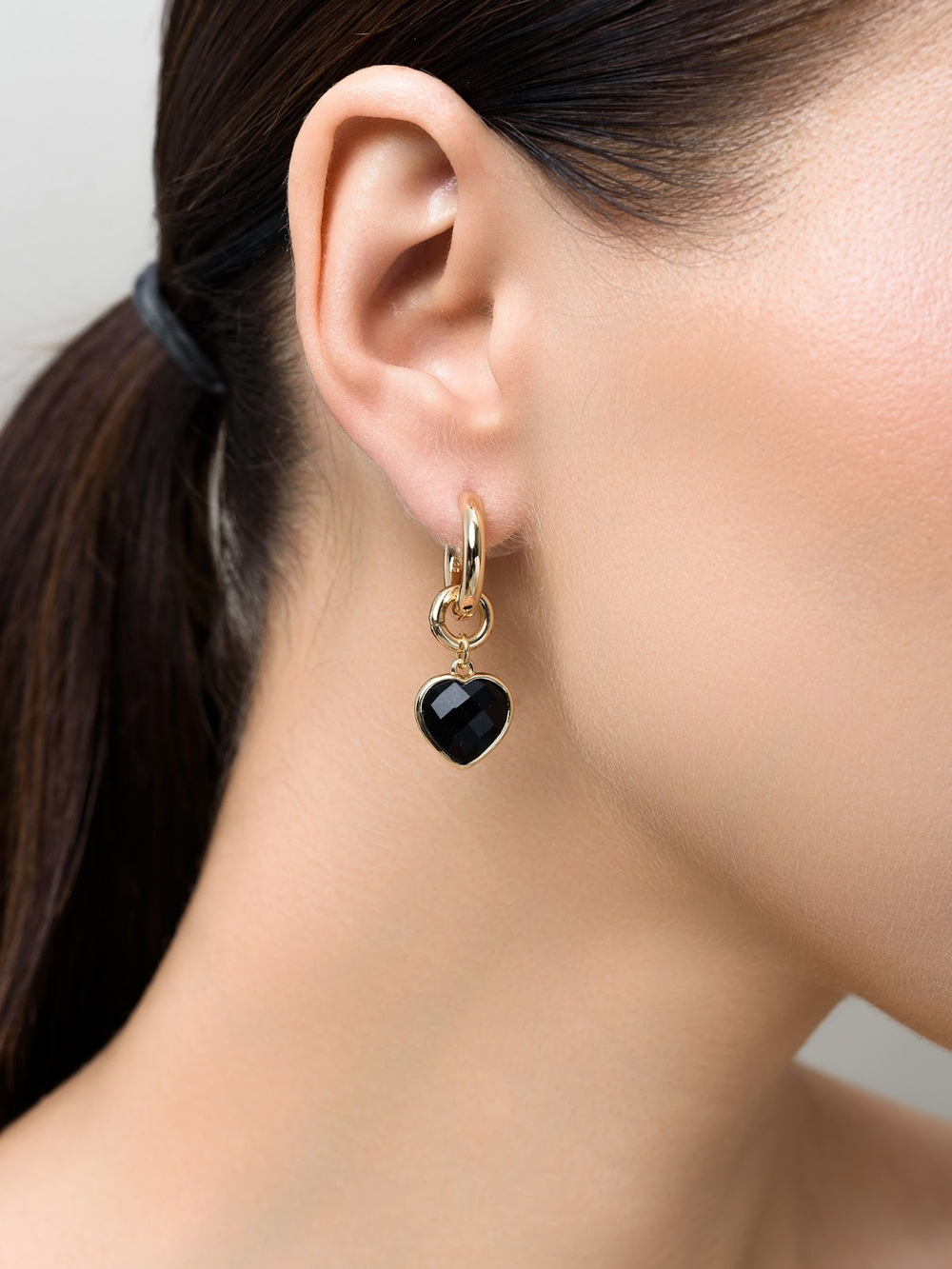 Серьги "Whale Amour" gold черный агат