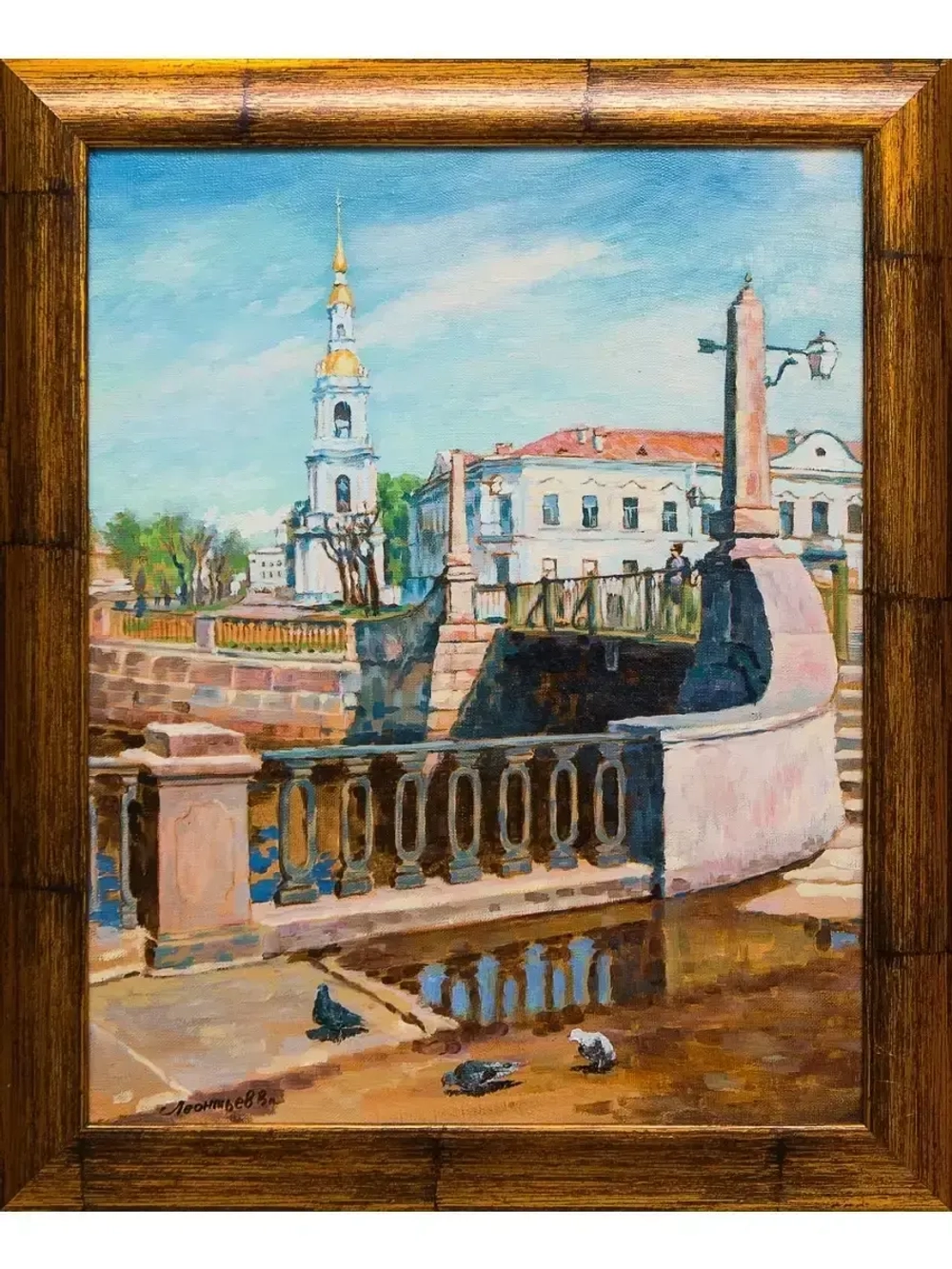 Картина маслом У моста Леонтьев