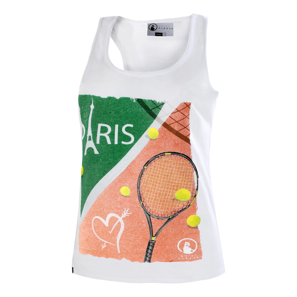 Женская теннисная майка Quiet Please Paris Coeur Tank Top Women - White, Multicoloured