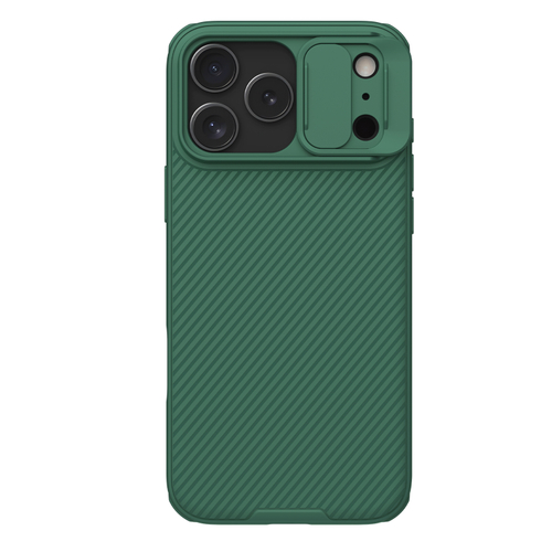 Чехол зеленый (Dark Green) с двойной защитной шторкой для камеры от Nillkin на iPhone 17 Pro Max, серия CamShield Pro