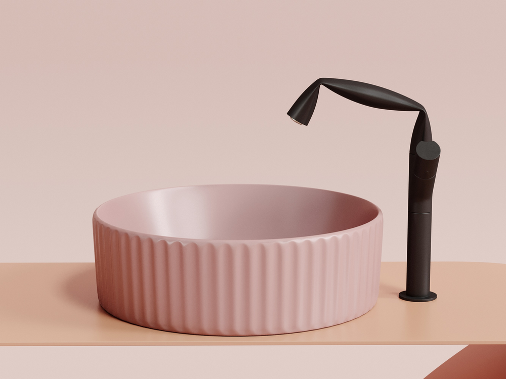 Умывальник чаша накладная круглая (цвет Розовый Матовый) Element 360x360x115мм