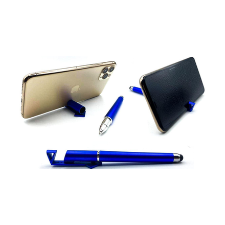 Подставка для телефона 3в1 Ручка, стилус, подставка, синий