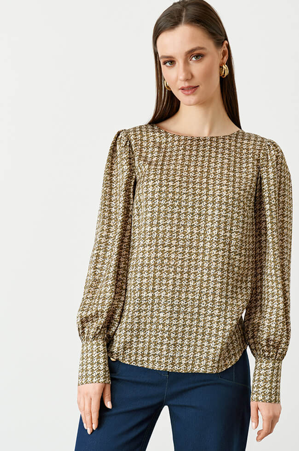 22737 Блузка женская (хаки принт)