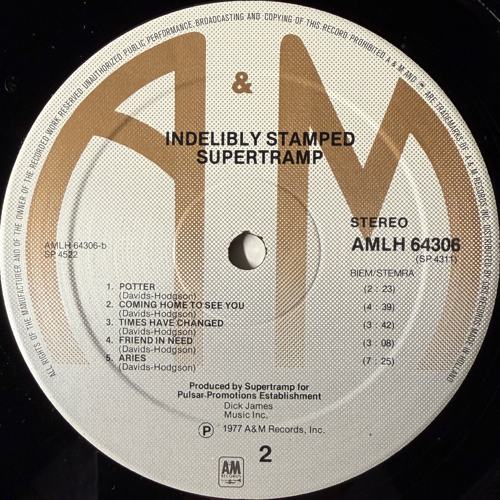 Supertramp ‎– Indelibly Stamped (Европа 1981г.)