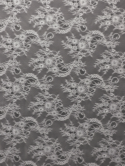 Кружево шантильи теплое белое широкое неэластичное ширина 1,5 м купон 2.9 м