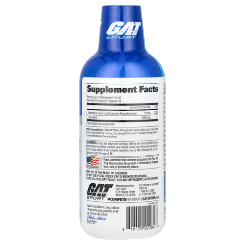 GAT, L-карнитин, аминокислота, ягодное ассорти, 3000 мг, 473 мл (16 унций)