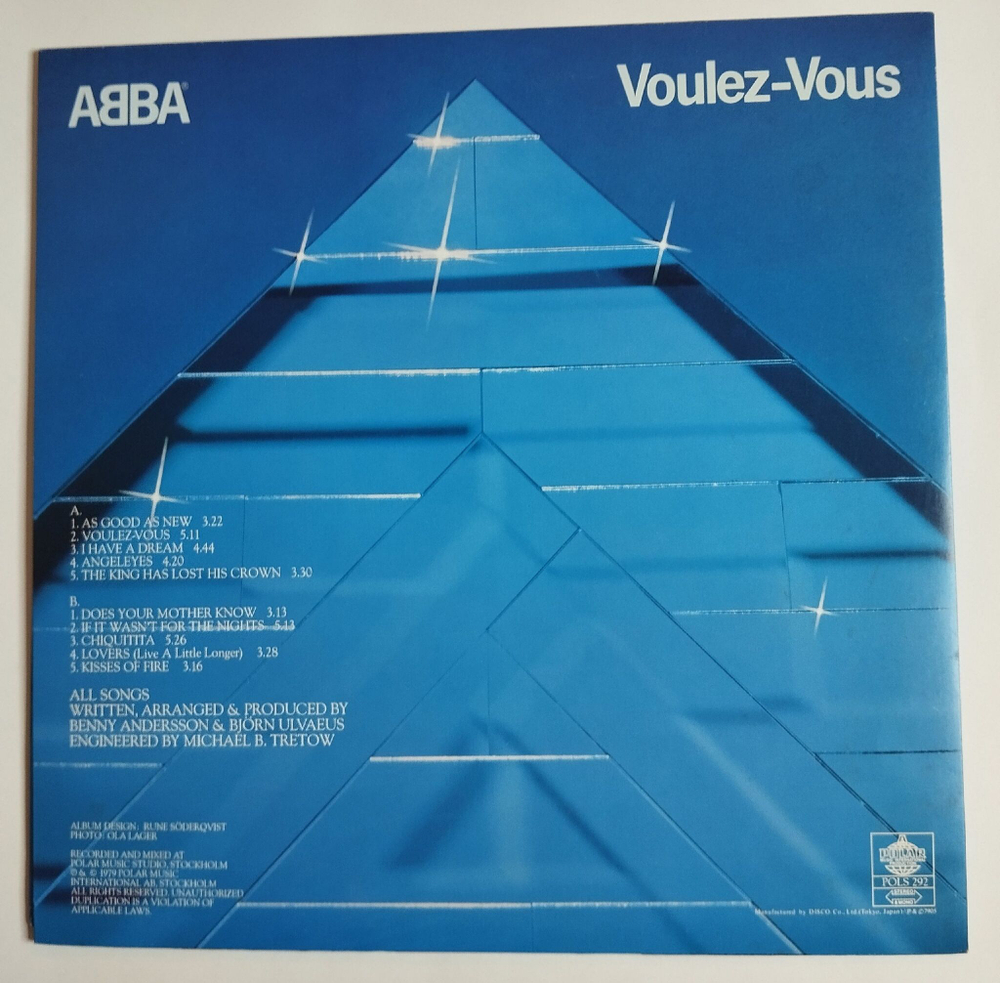 Винтажная виниловая пластинка LP ABBA Voulez Vous (Japan 1979) (No Obi) (NM)