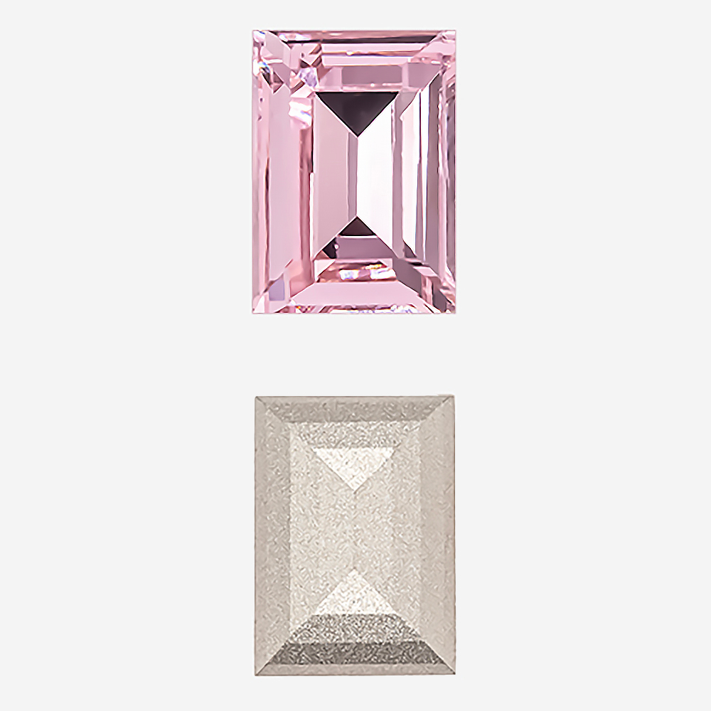 Кристалл Прямоугольник (Step Cut Fancy Stone), оттенок "Розовый"/"Rose", 14*10мм