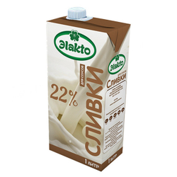 Сливки ультрапастеризованные «Эlakto» 22 % - 1л