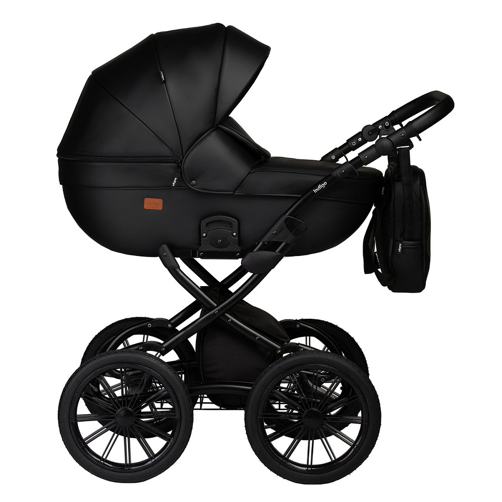 Детская коляска Indigo Mio Eco Plus 14 3 в 1 с автокреслом Avionaut Cosmo Black 01 черная кожа