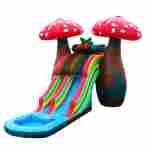 Надувная прямая водная горка с бассейном «Грибной акварай» 7x4x5 м