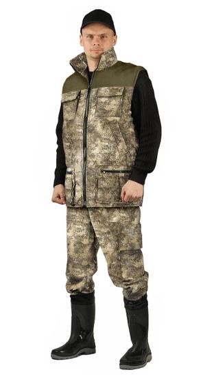 Костюм мужской URSUS "Тройка" демисезонный кмф "Мох"/бежевый, тк. Алова/Канада