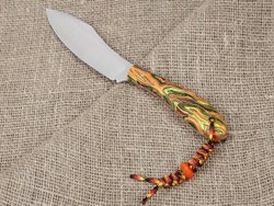 Нож для бушкрафта "Канадец XL", сталь VG-10/Elmax, рукоять микарта (салатово-оранжевая)