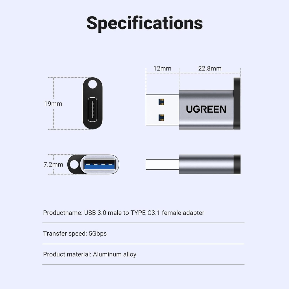 Переходник USB 3.1 Type C - USB 3.0 UGREEN 35000