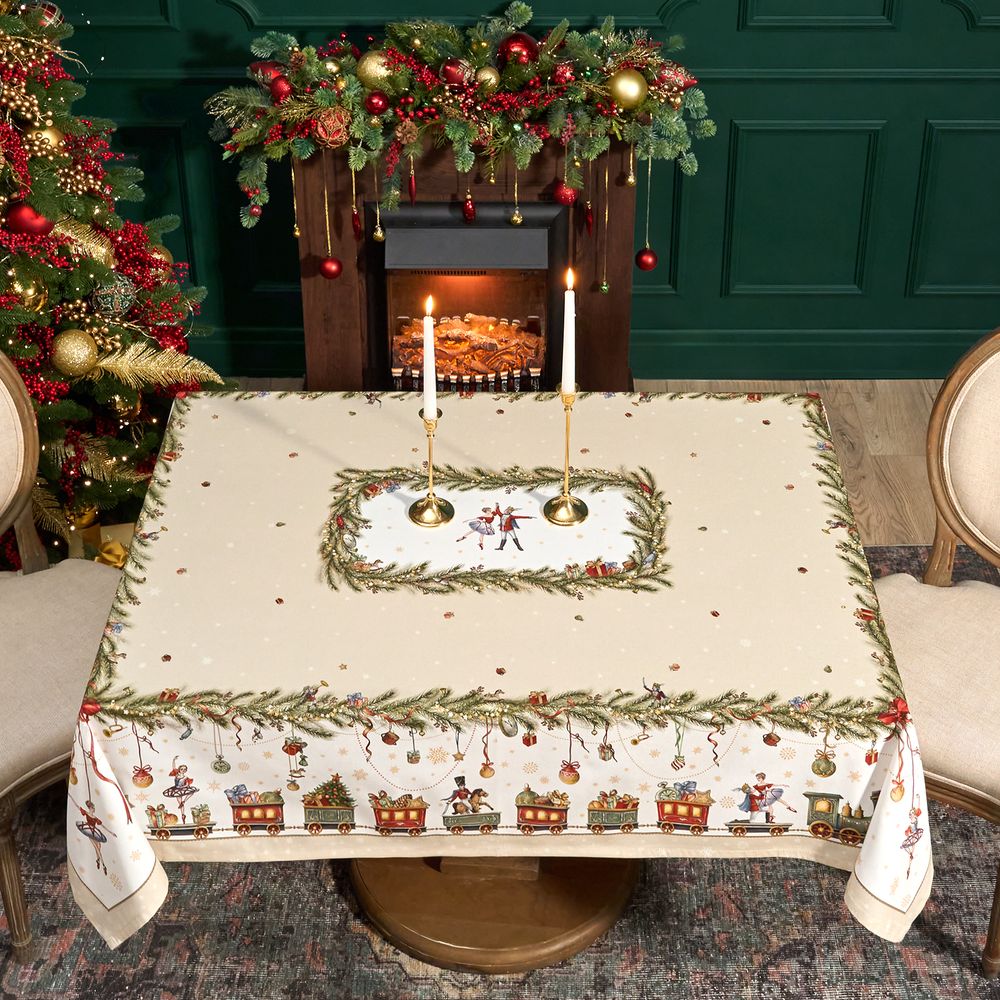 СКАТЕРТЬ "ЩЕЛКУНЧИК" 140Х180СМ БЕЖЕВЫЙ,100%ХЛОПОК , ТВИЛ