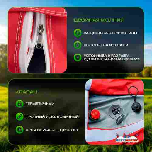 Пневмокаркасная всесезонная палатка «Универсал» 4×2,5×2,5 м — из ПВХ, красная