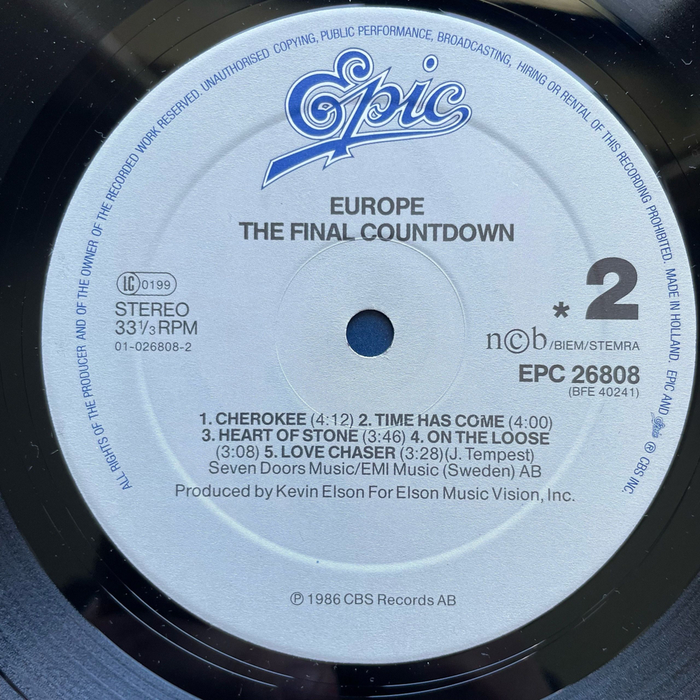 Винтажная виниловая пластинка LP Europe The Final Countdown (Нидерланды 1986)