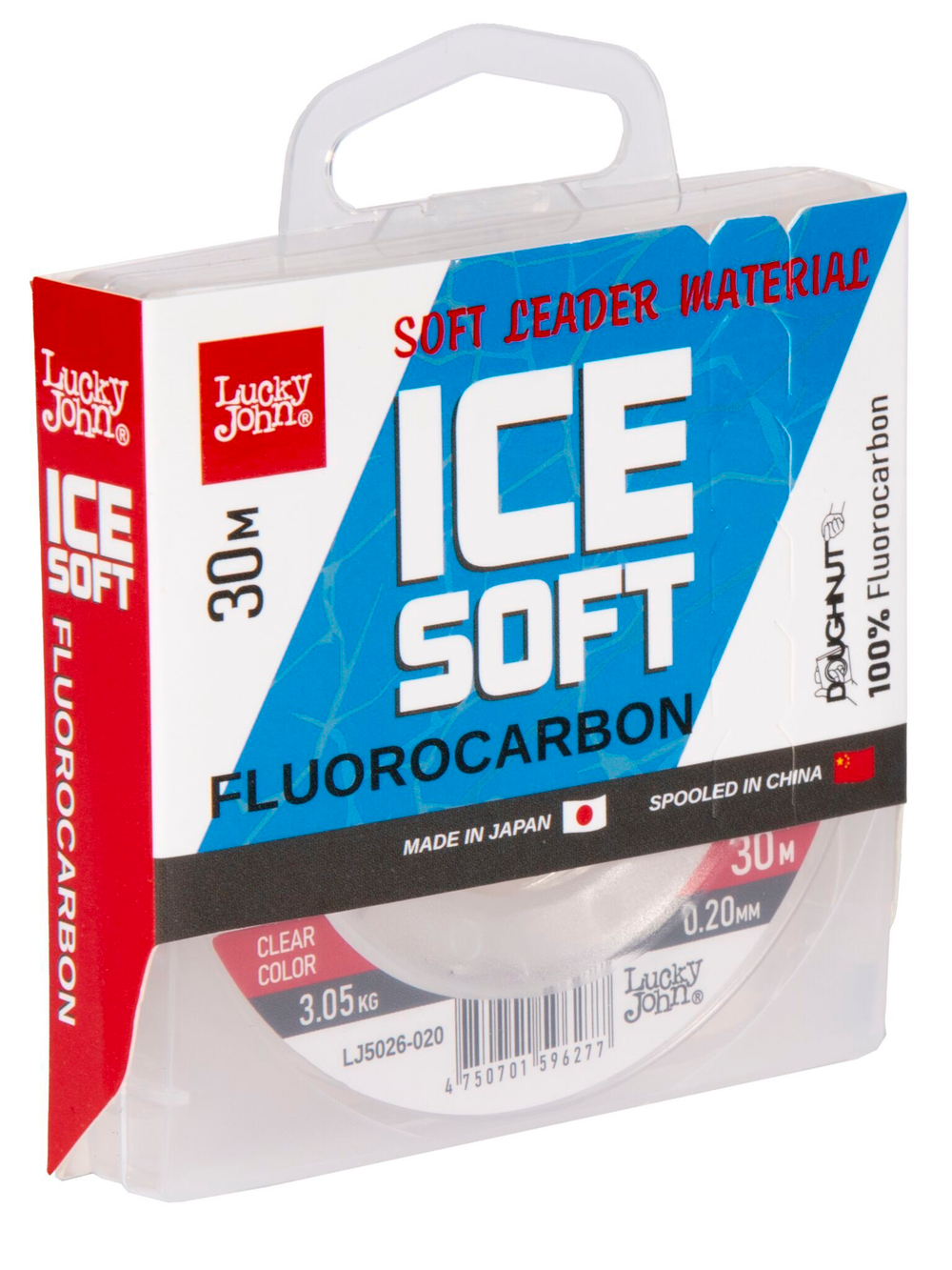 Леска монофильная зимняя Lucky John Ice Soft Fluorocarbon 30м, 0.20мм