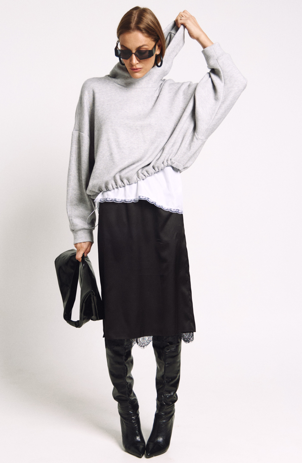 Худи со стойкой 1245 серый