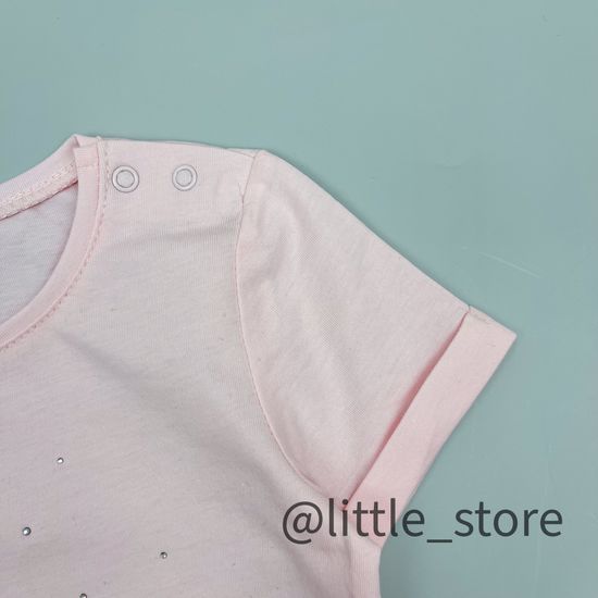 Футболка "Единороги в цветах" хлопковая, светло-розовая